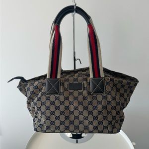 Vintage Gucci Canvas Web Tote Bag